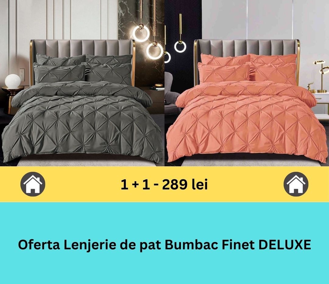 Pachet promo 1 + 1 lenjerie de pat bumbac finet deluxe, 6 piese | 15800