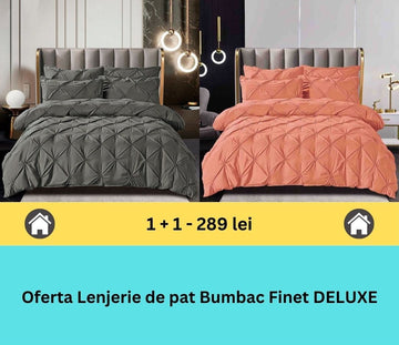 Pachet promo 1 + 1 lenjerie de pat bumbac finet deluxe, 6 piese | 15800