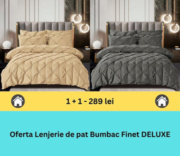 Pachet promo 1 + 1 lenjerie de pat bumbac finet deluxe, 6 piese | 15799
