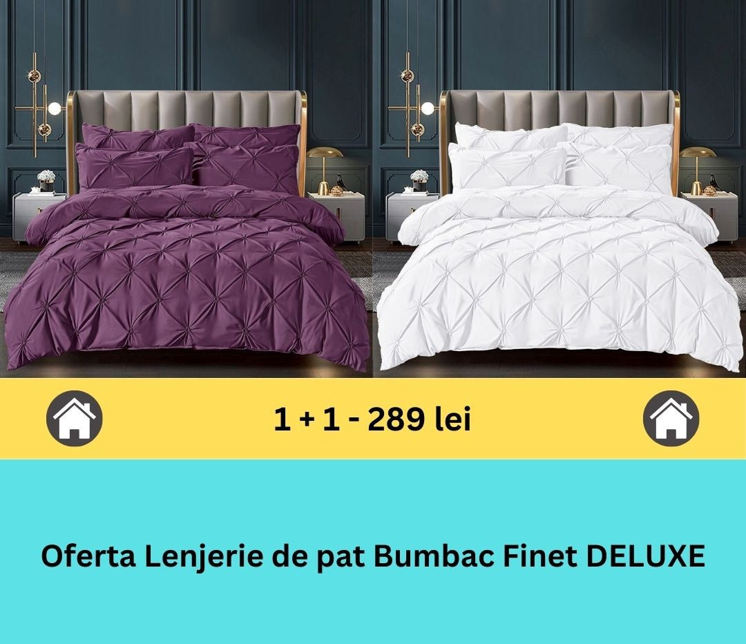 Pachet promo 1 + 1 lenjerie de pat bumbac finet deluxe, 6 piese | 15798
