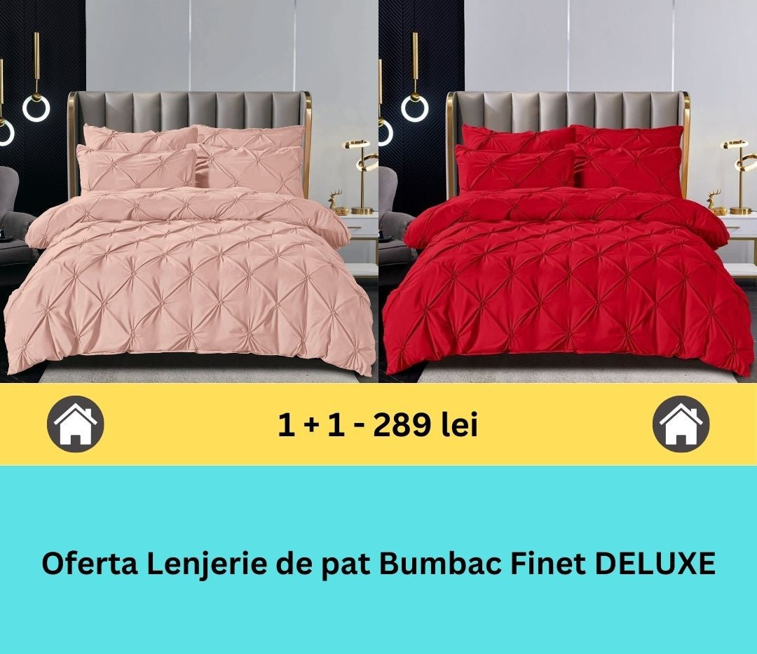 Pachet promo 1 + 1 lenjerie de pat bumbac finet deluxe, 6 piese | 15797