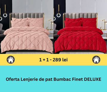 Pachet promo 1 + 1 lenjerie de pat bumbac finet deluxe, 6 piese | 15797