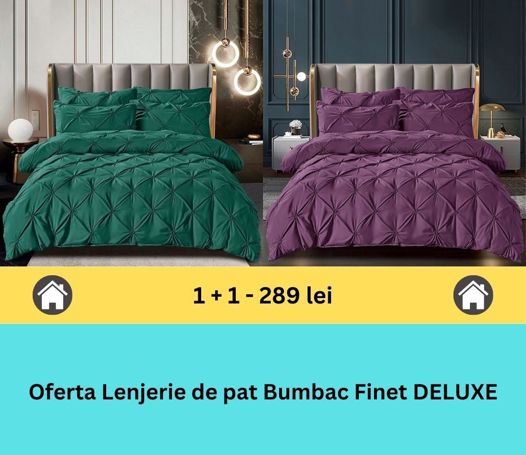Pachet promo 1 + 1 lenjerie de pat bumbac finet deluxe, 6 piese | 15796