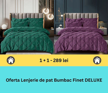 Pachet promo 1 + 1 lenjerie de pat bumbac finet deluxe, 6 piese | 15796