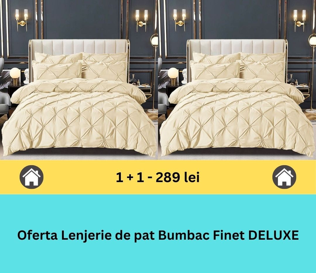Pachet promo 1 + 1 lenjerie de pat bumbac finet deluxe, 6 piese | 15795