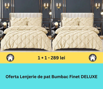 Pachet promo 1 + 1 lenjerie de pat bumbac finet deluxe, 6 piese | 15795