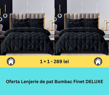 Pachet promo 1 + 1 lenjerie de pat bumbac finet deluxe, 6 piese | 15793