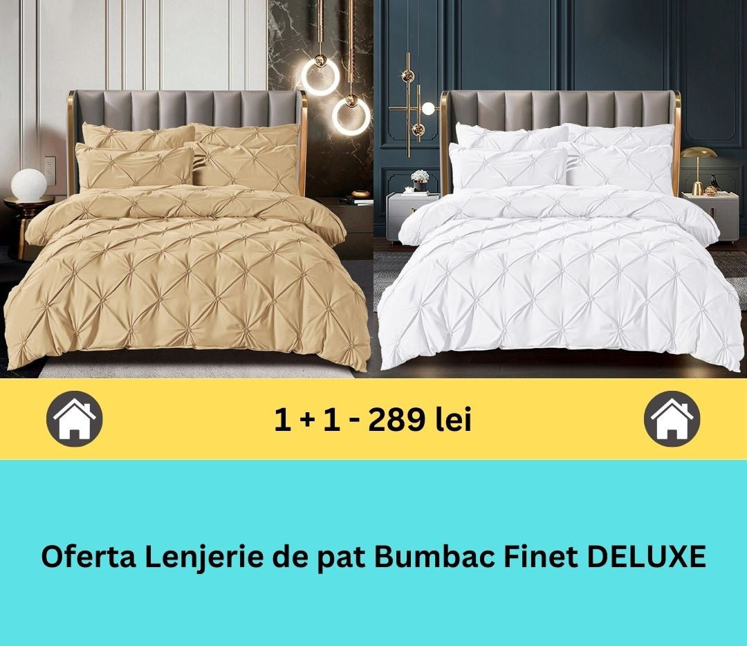 Pachet promo 1 + 1 lenjerie de pat bumbac finet deluxe, 6 piese | 15808