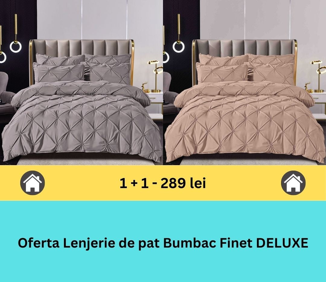 Pachet promo 1 + 1 lenjerie de pat bumbac finet deluxe, 6 piese | 15789