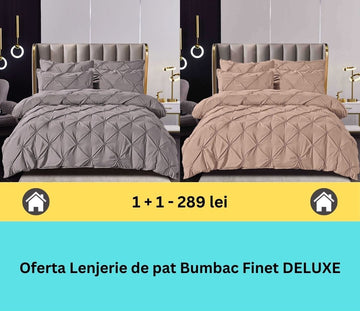Pachet promo 1 + 1 lenjerie de pat bumbac finet deluxe, 6 piese | 15789