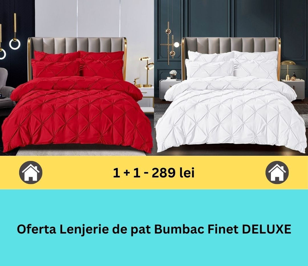 Pachet promo 1 + 1 lenjerie de pat bumbac finet deluxe, 6 piese | 15805