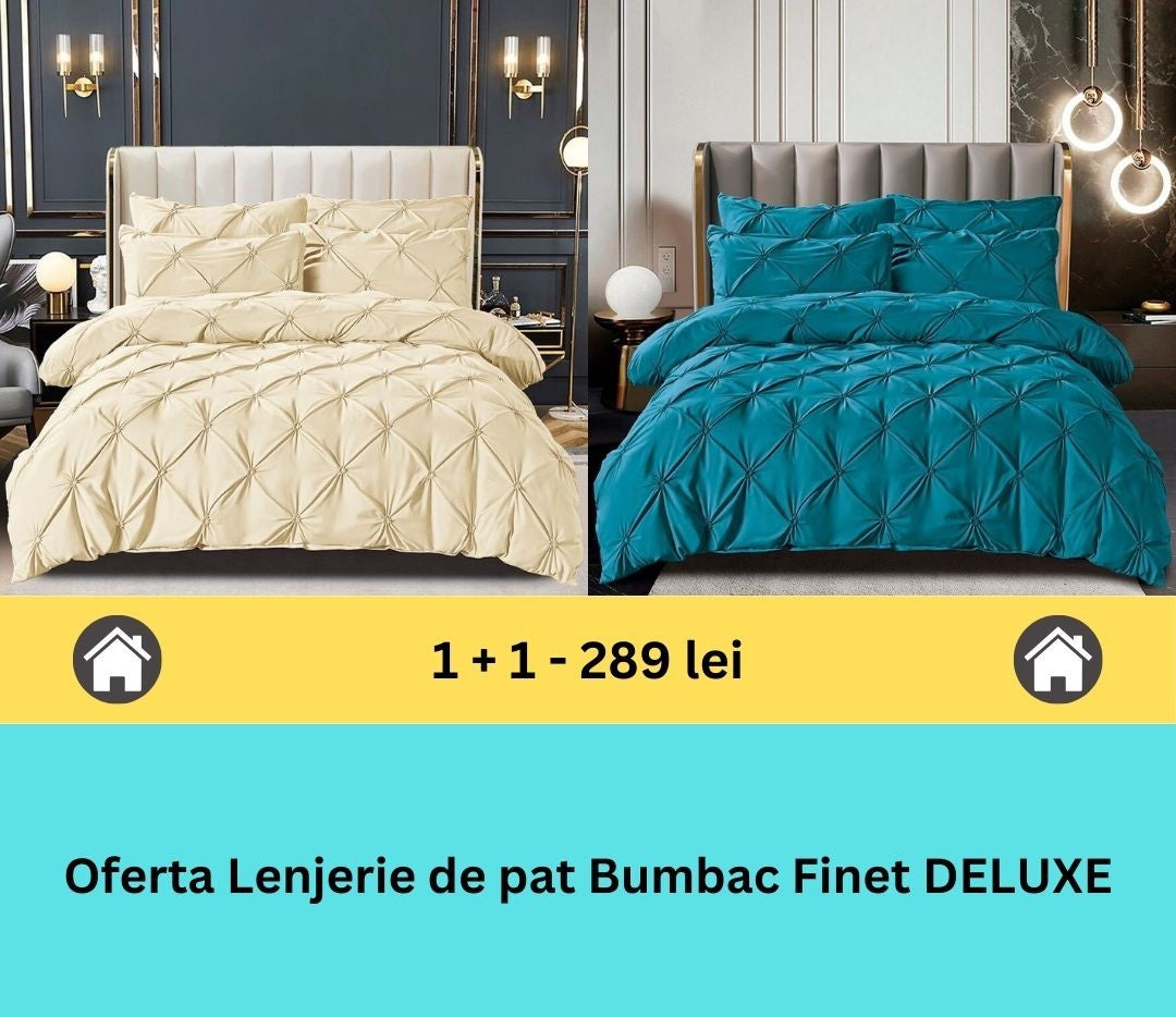 Pachet promo 1 + 1 lenjerie de pat bumbac finet deluxe, 6 piese | 15802