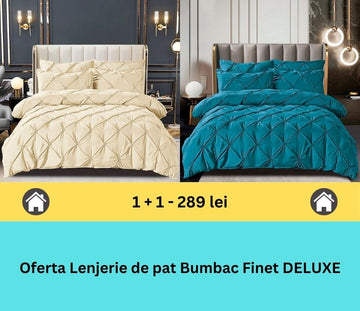 Pachet promo 1 + 1 lenjerie de pat bumbac finet deluxe, 6 piese | 15802
