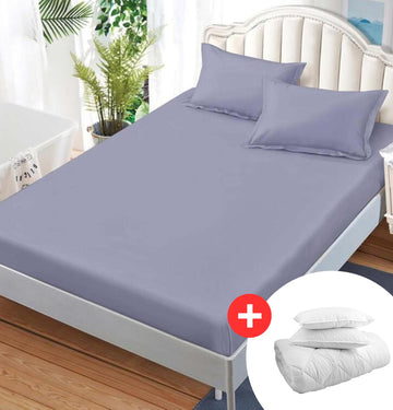 Pachet promo husa de pat finet uni 3 piese + Pilota + 2 Perne | 6537-C
