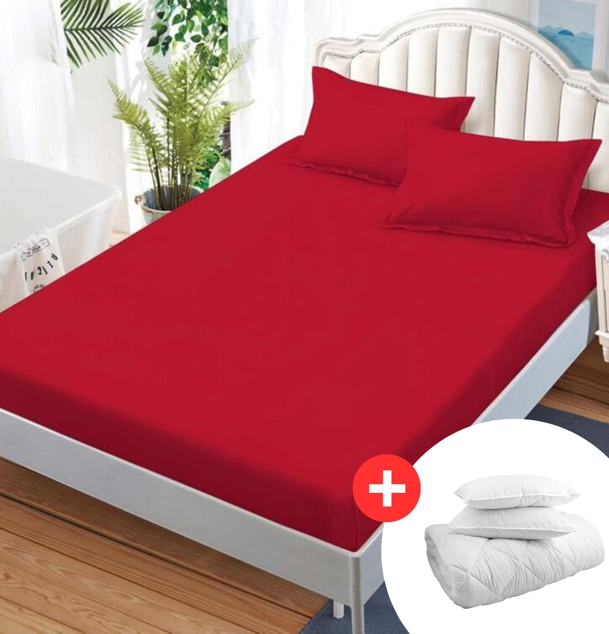 Pachet promo husa de pat finet uni 3 piese + Pilota + 2 Perne | 6539-C