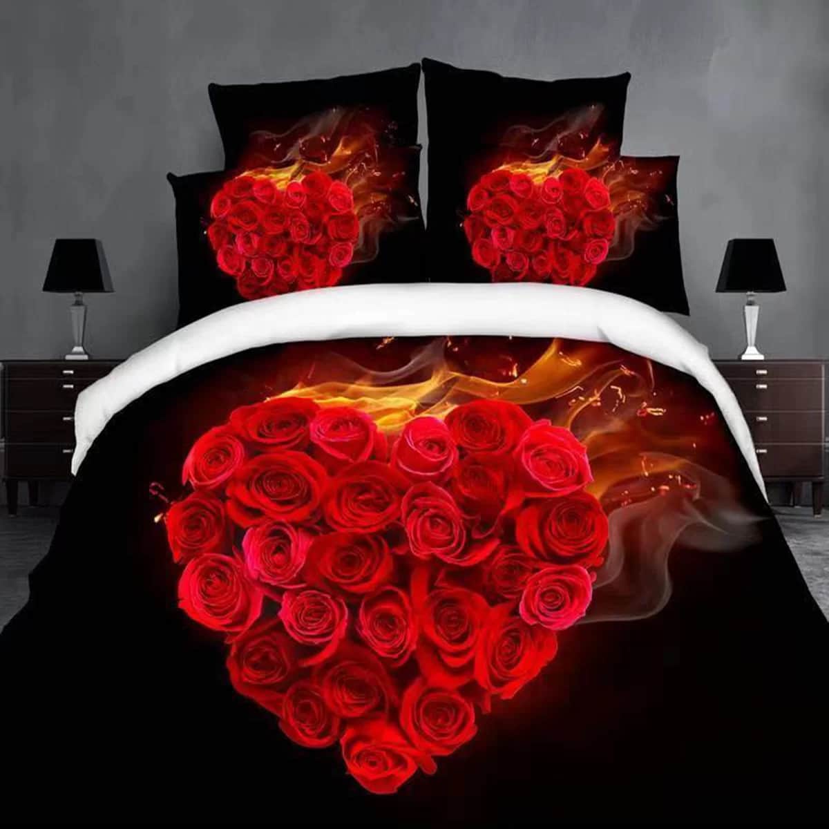 Lenjerie de pat bumbac digital print 3D – 4 piese | 2543-R