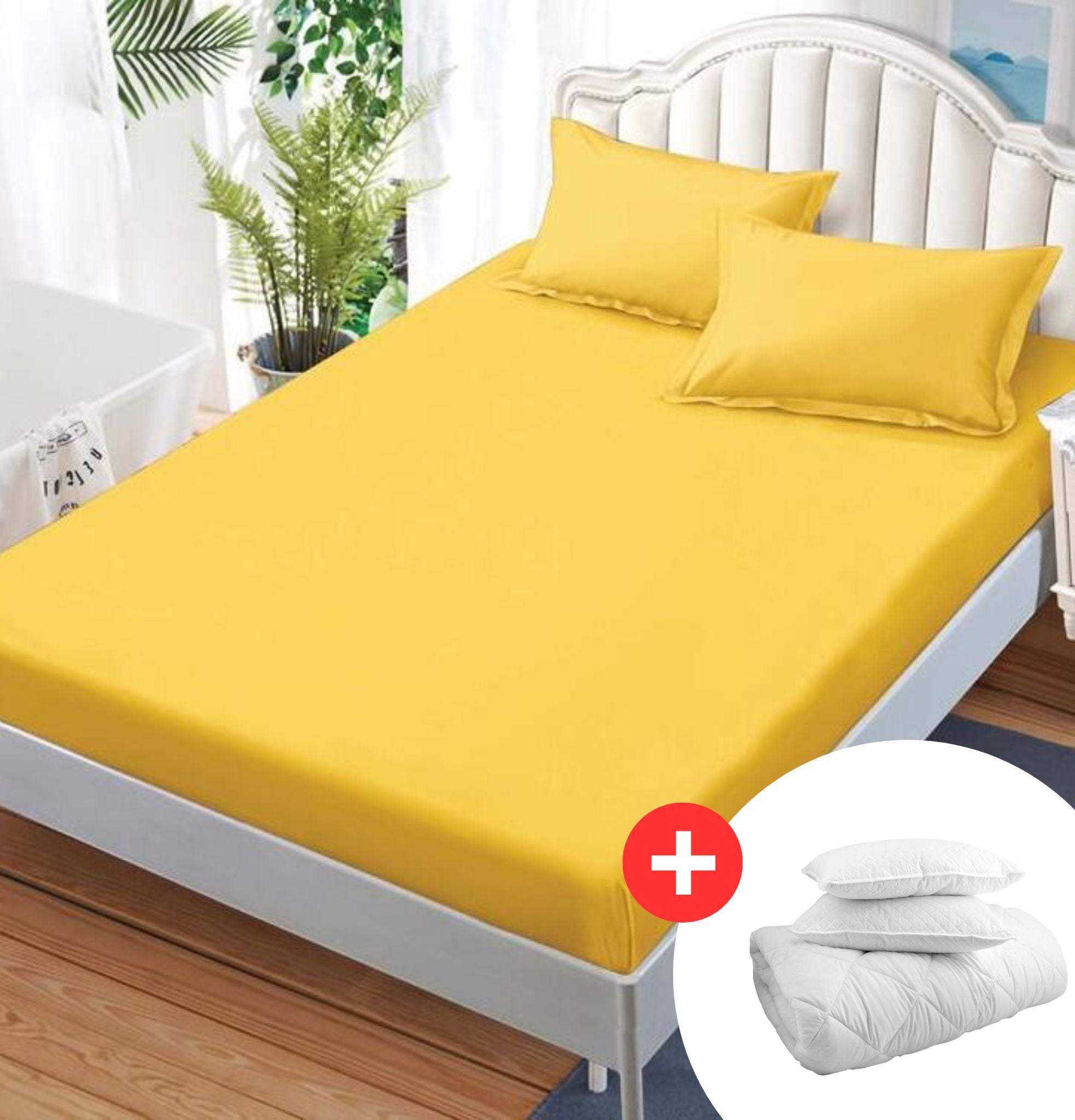 Pachet promo husa de pat finet uni 3 piese + Pilota + 2 Perne | 6543-C