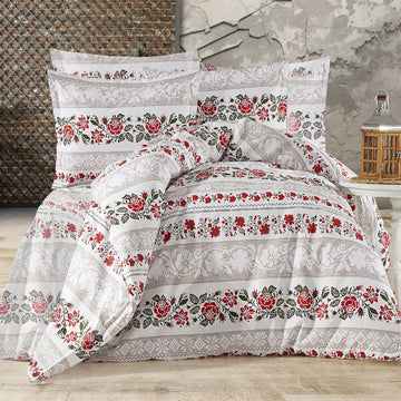 Lenjerie de pat bumbac 100% - model Arhaic - king size - 4 piese | 16031-R