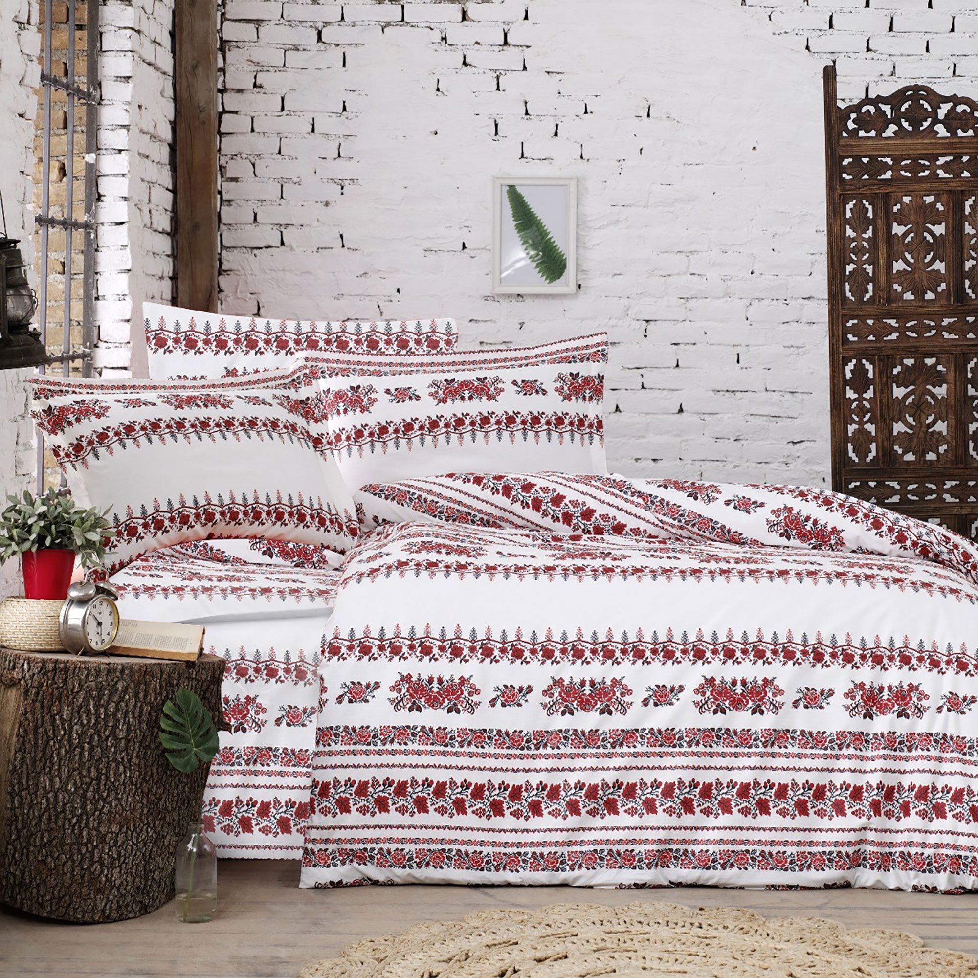 Lenjerie de pat bumbac 100% - model Arhaic - king size - 4 piese | 16032-R
