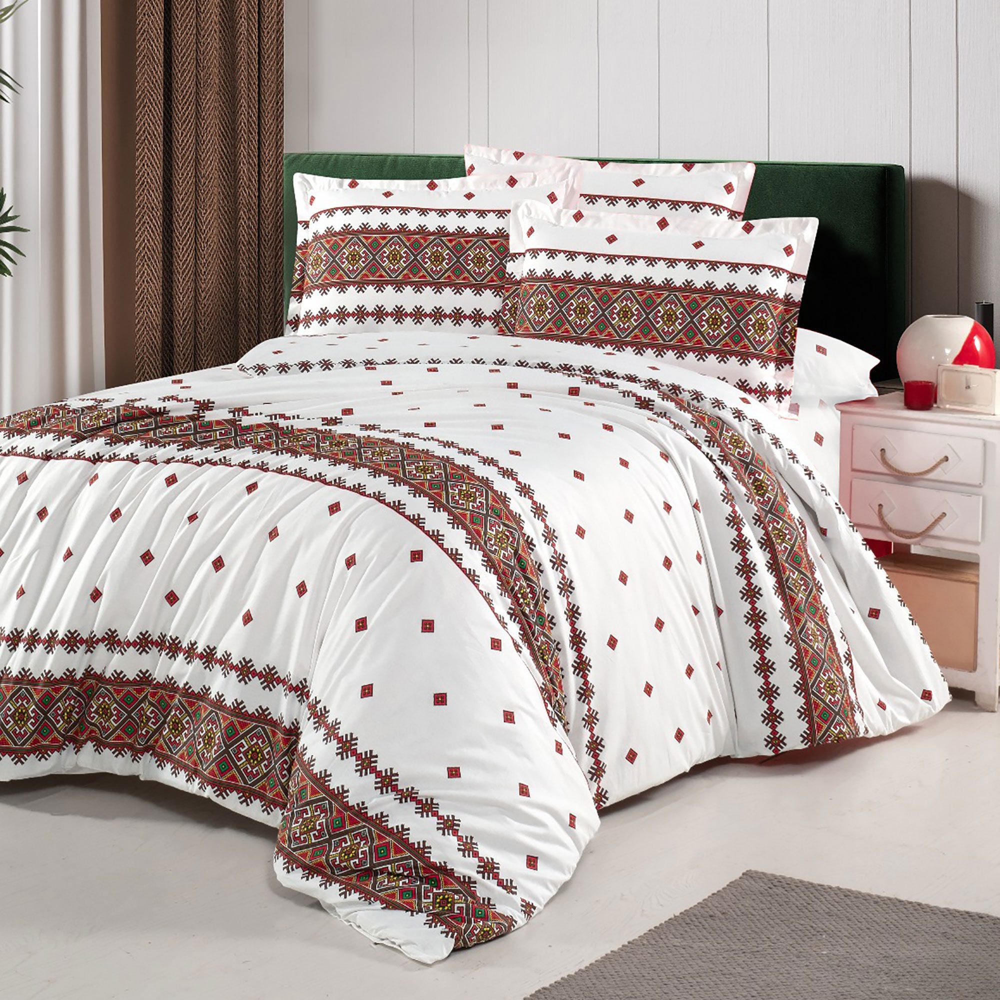 Lenjerie de pat bumbac 100% - model Arhaic - king size - 4 piese | 16033-R