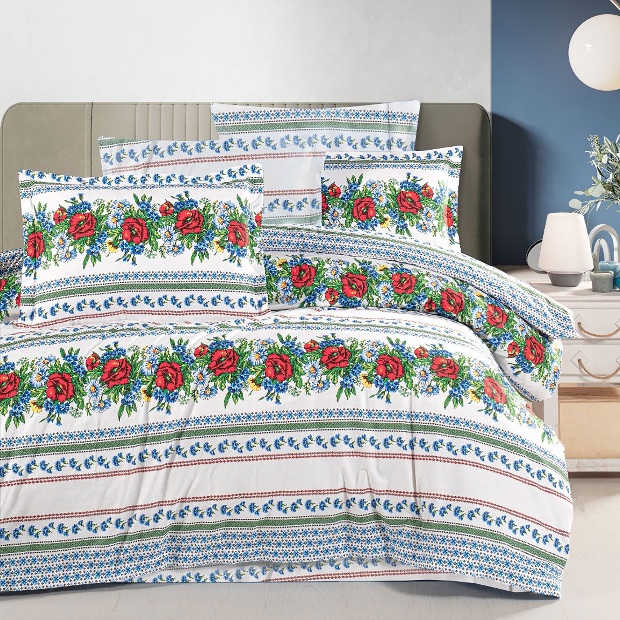 Lenjerie de pat bumbac 100% - model Arhaic - king size - 4 piese | 16035-R