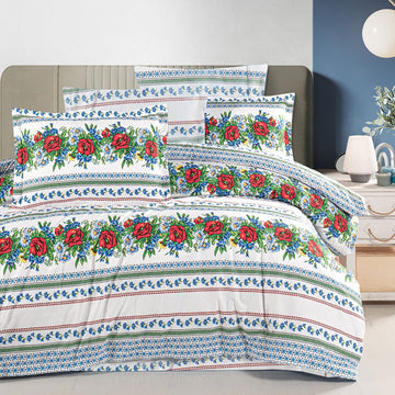 Lenjerie de pat bumbac 100% - model Arhaic - king size - 4 piese | 16035-R
