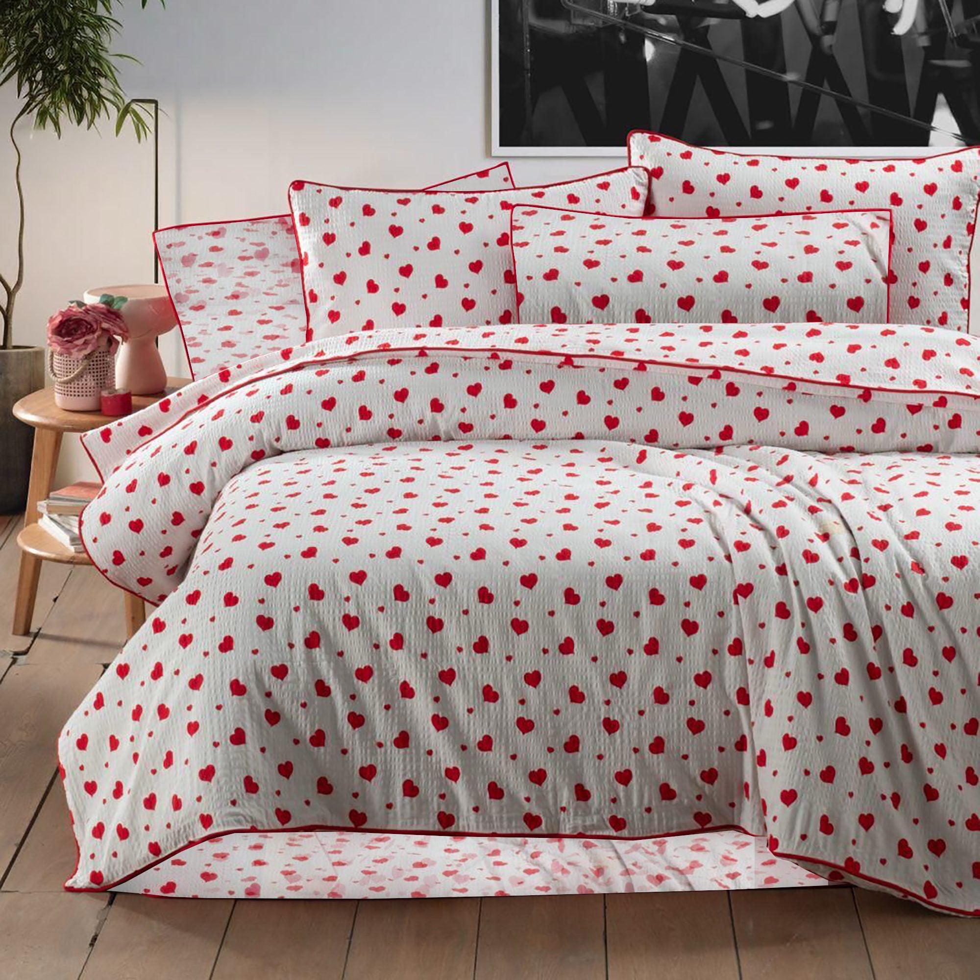 Lenjerie de pat creponata 100% bumbac | 15718-R