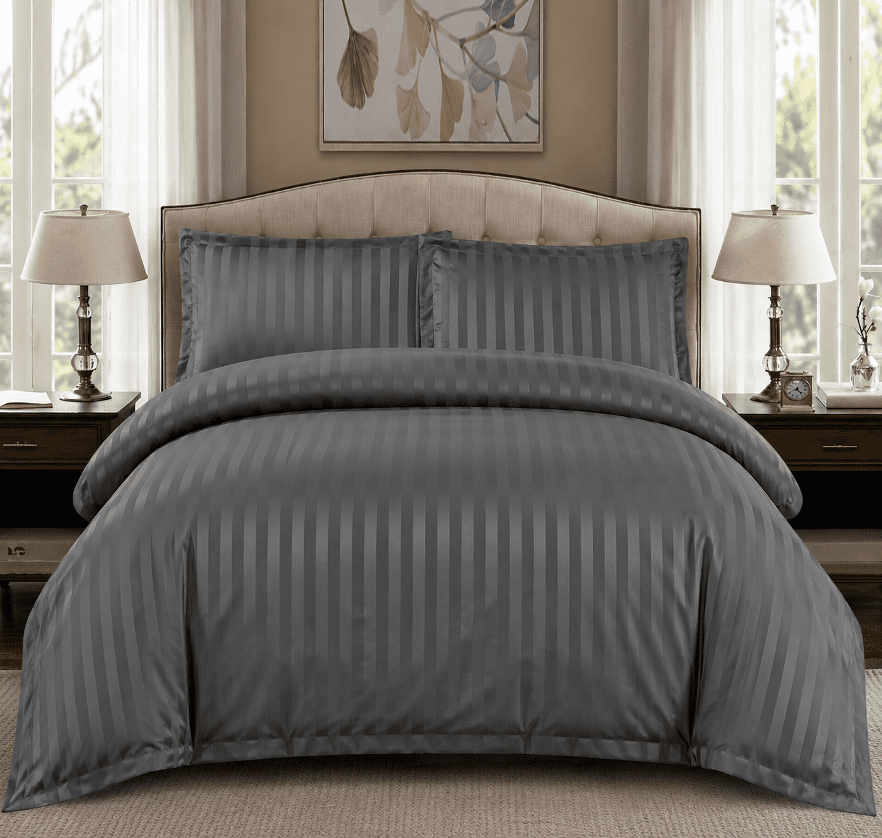 Lenjerie de pat damasc Deluxe gama Horeca - cu elastic - 4 piese | 15059-PR