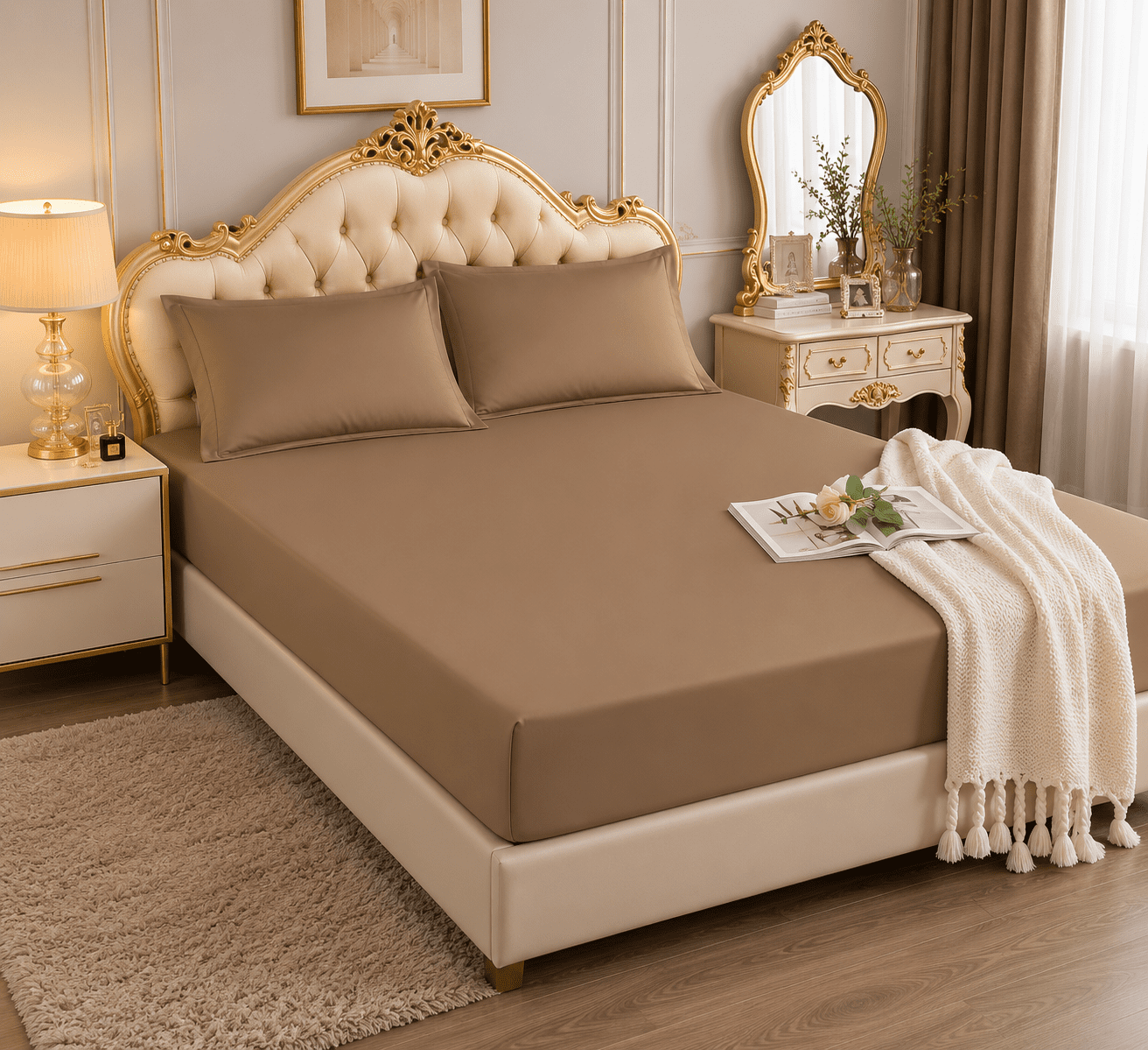 Husa de pat Satin Deluxe - cu elastic - 3 piese | 16590-CH