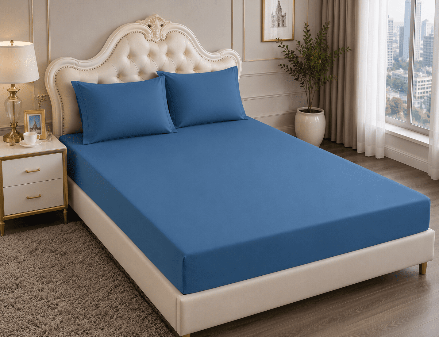 Husa de pat Satin Deluxe - cu elastic - 3 piese | 16588-CH