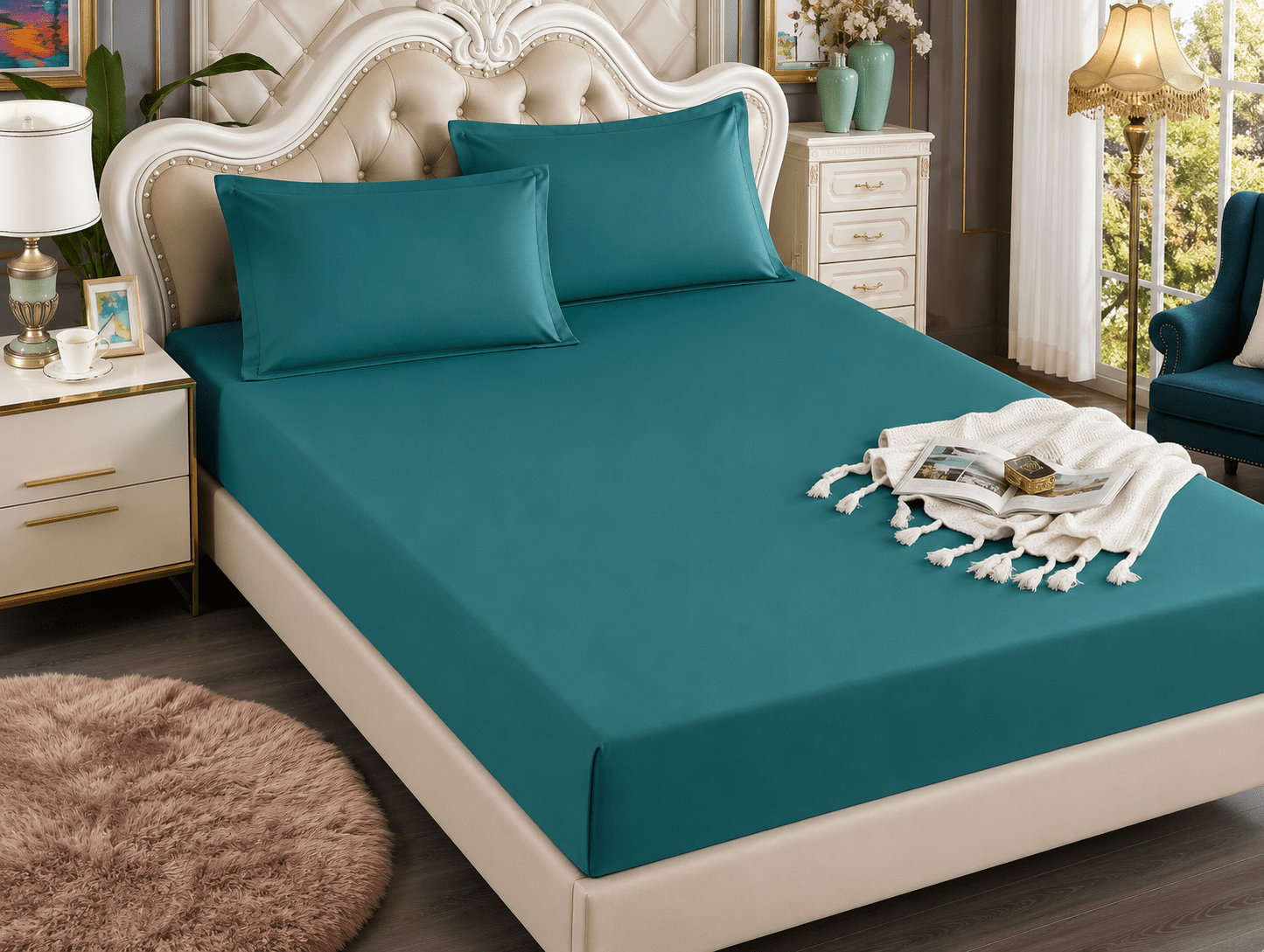 Husa de pat Satin Deluxe - cu elastic - 3 piese | 16581-CH