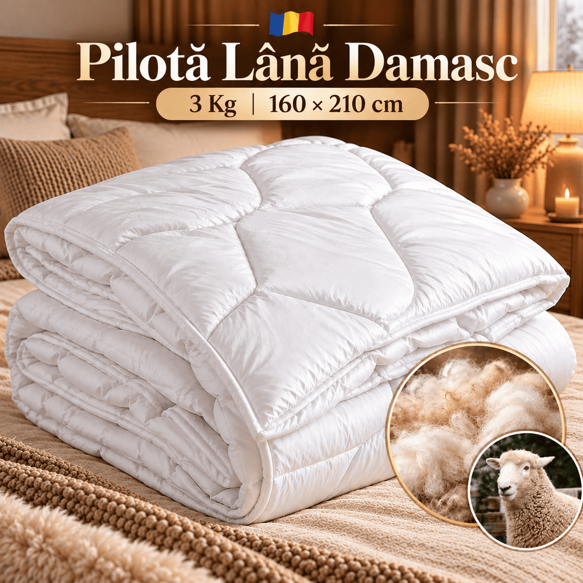 Pilota Lana Damasc 3 Kg 160cm x 210cm