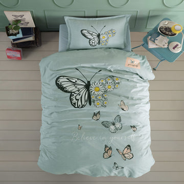 Lenjerie de pat Ranforce 100% bumbac - Daisy Love v1 - 1 persoana - 3 piese | 16967-R