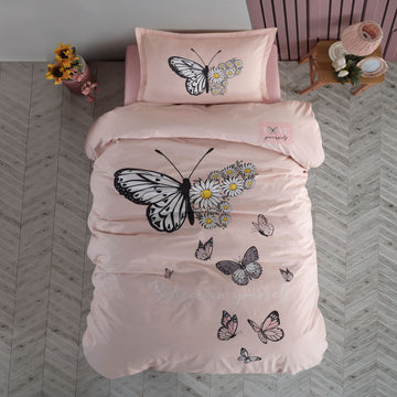 Lenjerie de pat Ranforce 100% bumbac - Daisy Love v2 - 1 persoana - 3 piese | 16966-R