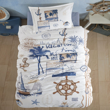 Lenjerie de pat Ranforce 100% bumbac - Hawaii - 1 persoana - 3 piese | 16965-R