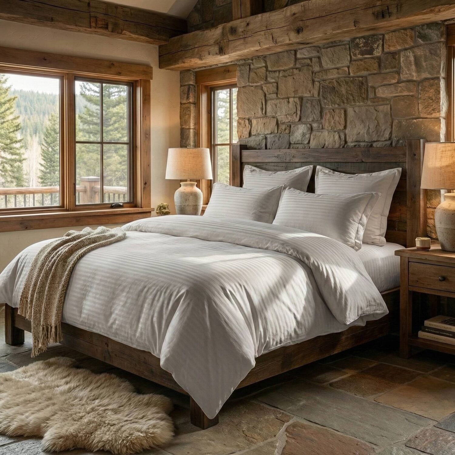 Lenjerie de pat damasc policoton Horeca - 6 piese | 18888-R