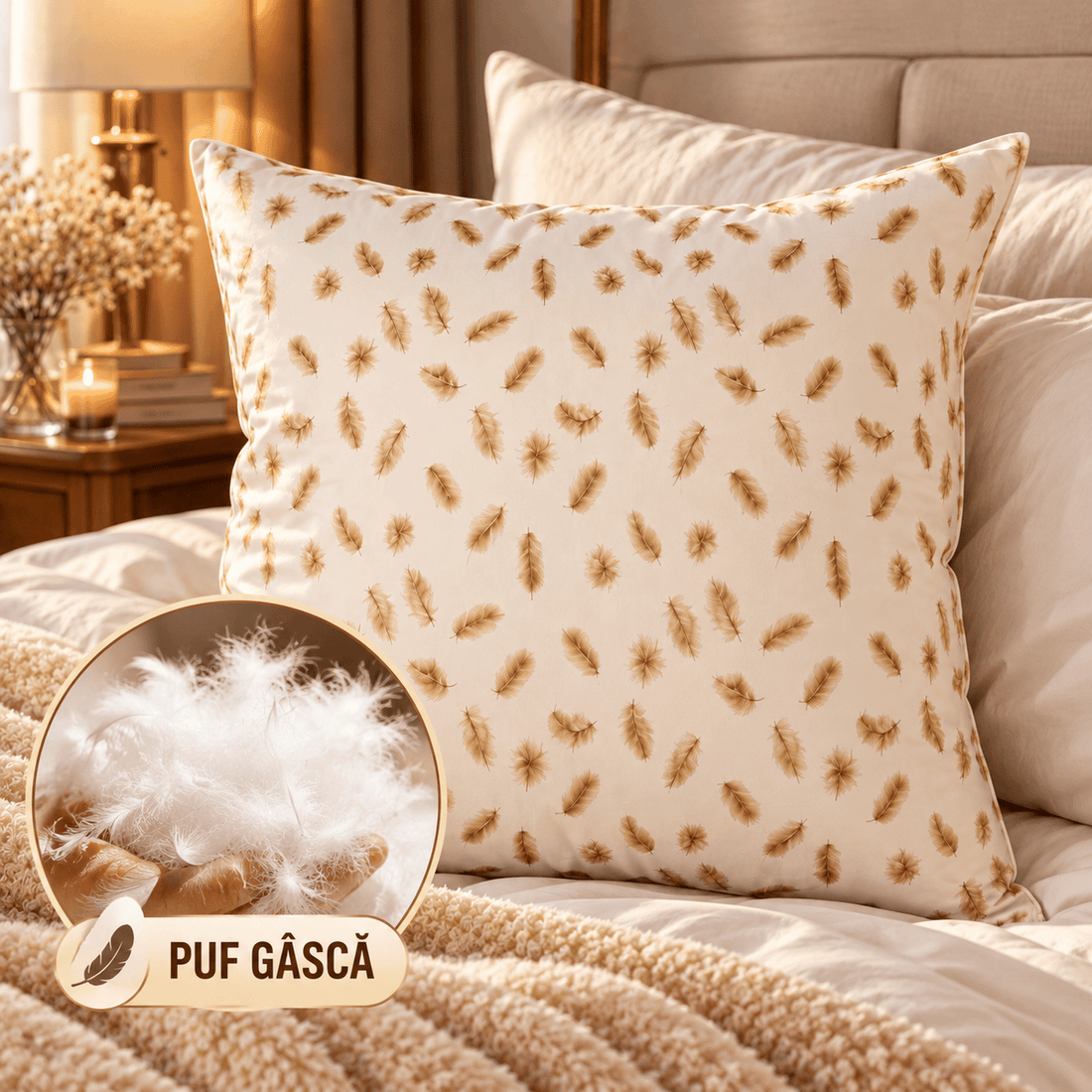 Perna Patrata 70/70cm - puf de gasca | 874