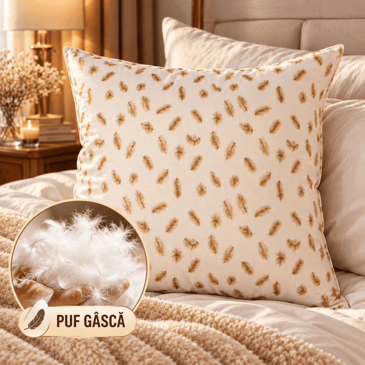 Perna Patrata 70/70cm - puf de gasca | 874