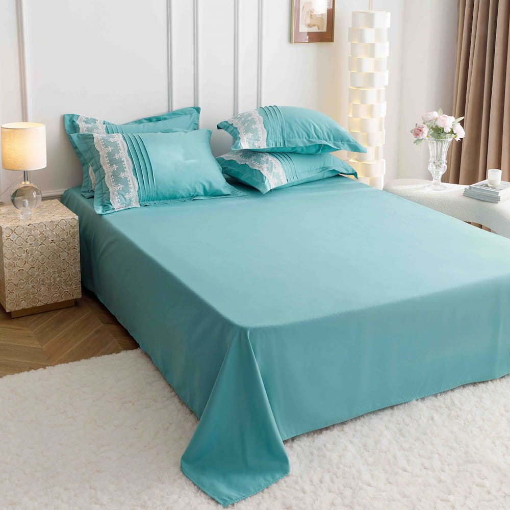 Lenjerie de pat finet cu inimi brodate - 6 piese | 5708-J