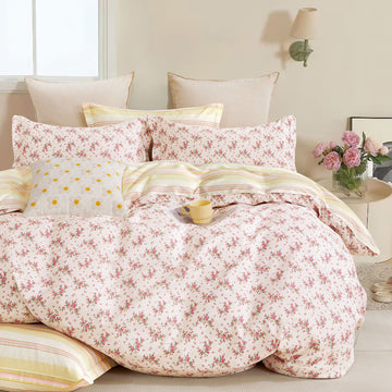Lenjerie de pat bumbac percalle imprimat | 16514-R