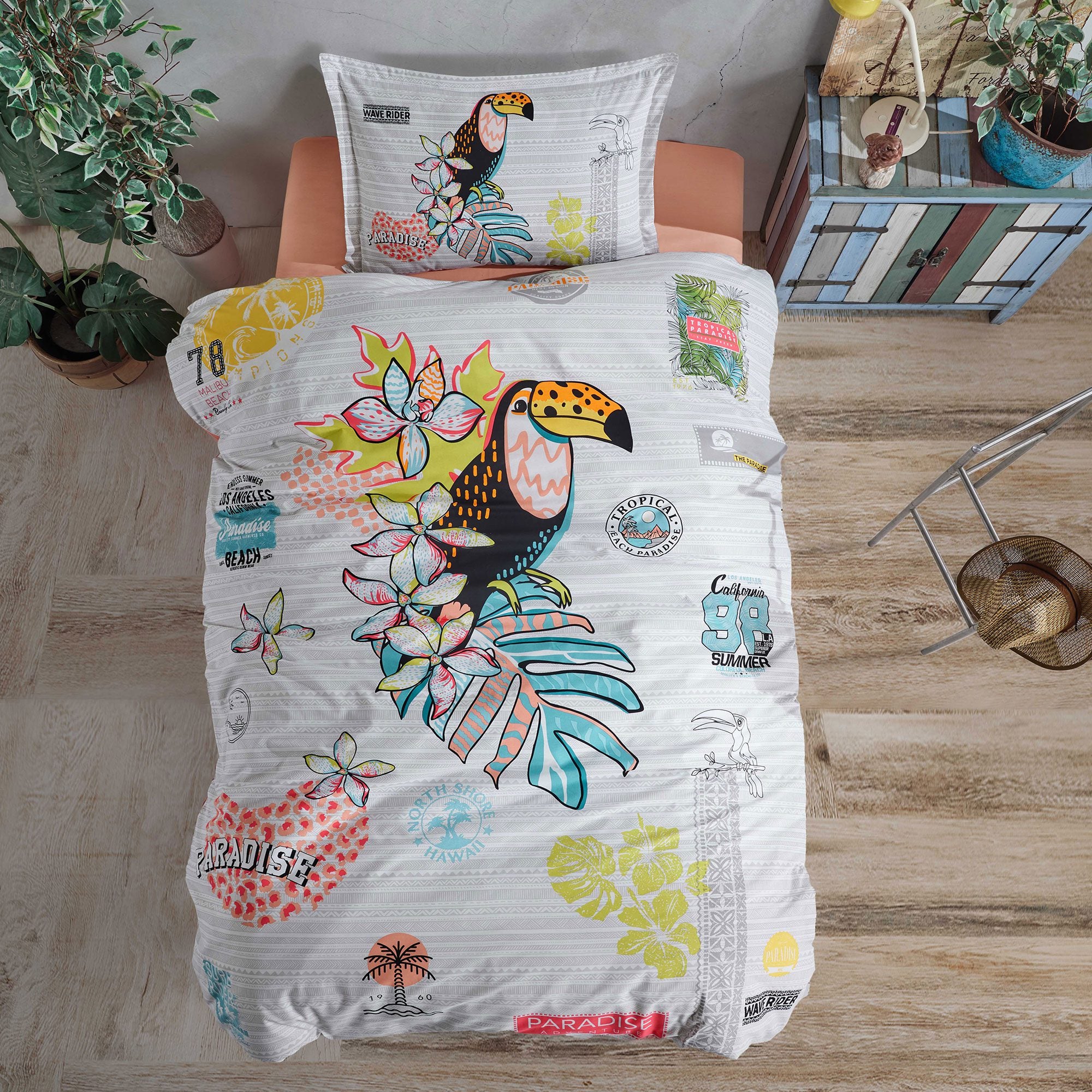 Lenjerie de pat Ranforce 100% bumbac - Paradise - 1 persoana - 3 piese | 16964-R