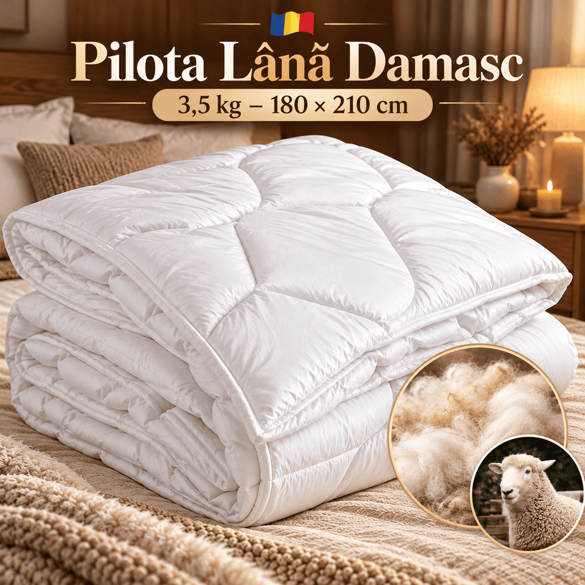 Pilota Lana Damasc 3.5 Kg 180cm x 210cm