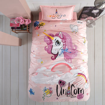 Lenjerie de pat Ranforce 100% bumbac - Pink Dreams - 1 persoana - 3 piese | 16962-R