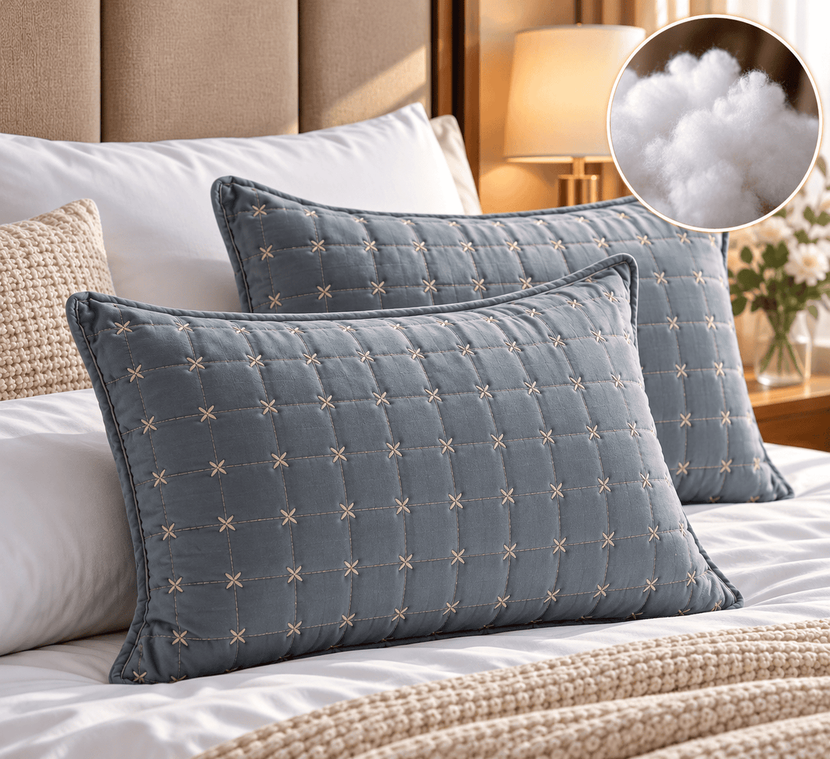 Set 2 Perne Brodate Antracit - 50x70cm | 4214-F