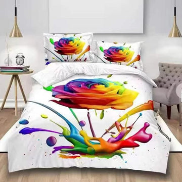 Lenjerie de pat bumbac digital print 3D – 4 piese | 2568-R