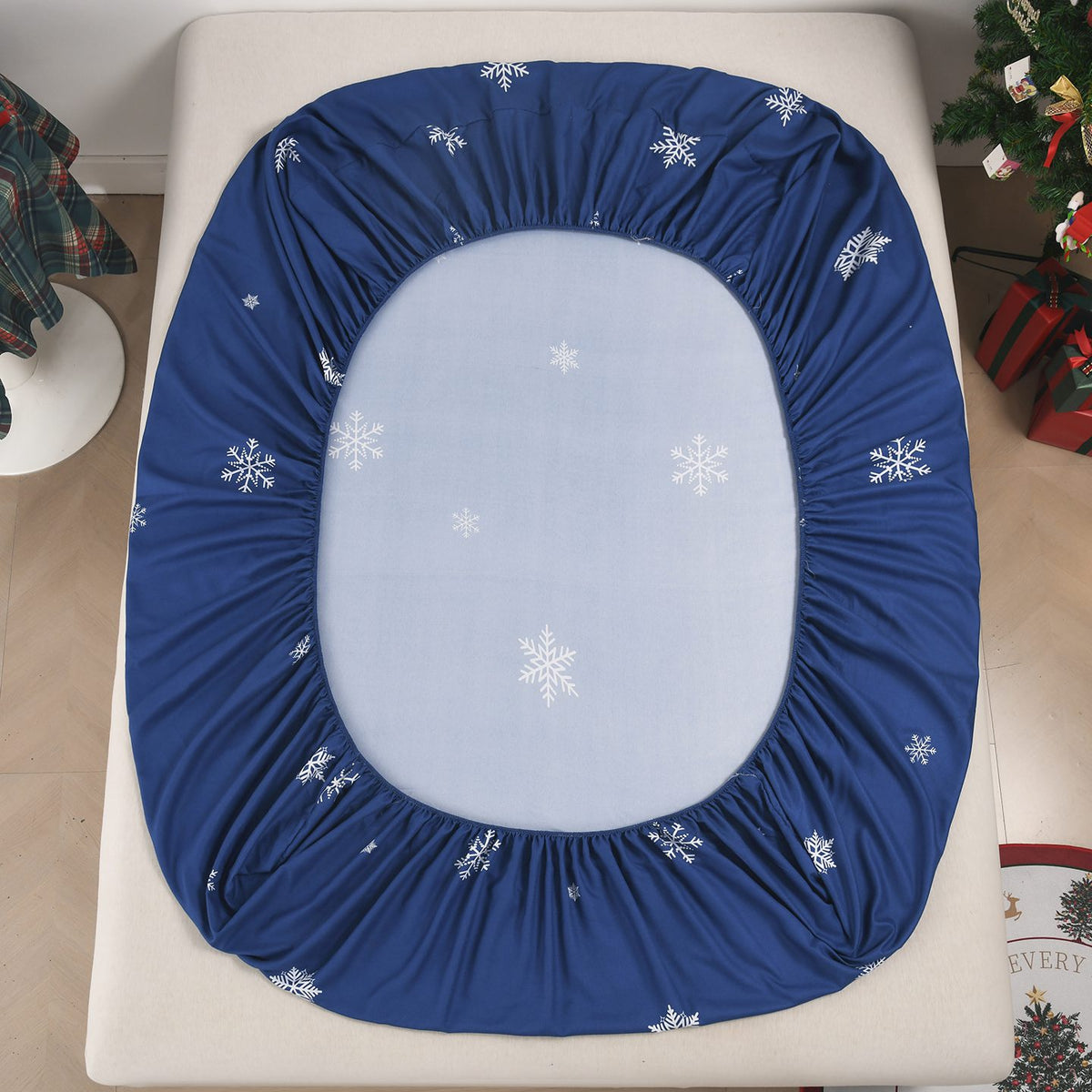 Lenjerie de pat bumbac - imprimeu digital 5D / Mos Craciun - cu elastic - 6 piese | 19615-PR