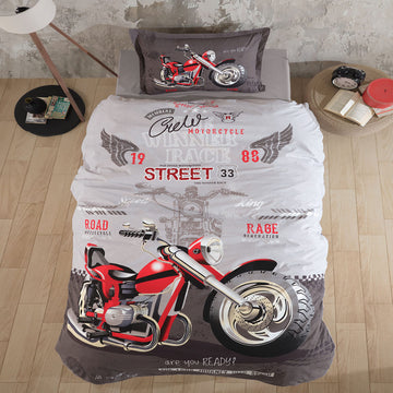 Lenjerie de pat Ranforce 100% bumbac - Street King - 1 persoana - 3 piese | 16960-R
