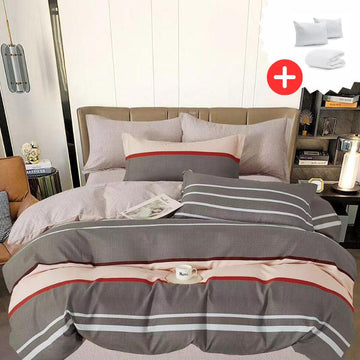 Pachet promo lenjerie de pat bumbac finet cu elastic 6 piese + Pilota + 2 Perne | 11077-C