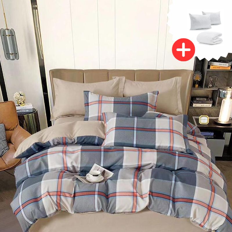 Pachet promo lenjerie de pat bumbac finet cu elastic 6 piese + Pilota + 2 Perne | 11074-C