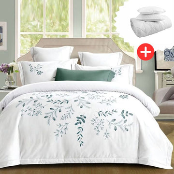 Pachet promo lenjerie de pat 100% bumbac - cu elastic - 4 piese + Pilota + 2 Perne | 18266-PR